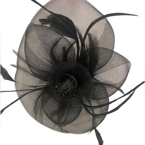 Black Feather Fascinator Hat Tea Party Church Costume